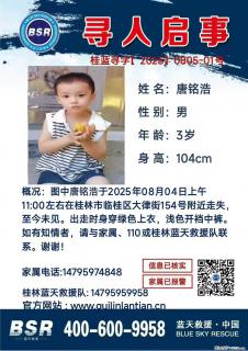【寻人启事】图中唐铭浩于2025年08月04日上午11:00左右在桂林市临桂区大律街154号附近走失 - 洛阳28生活网 luoyang.28life.net